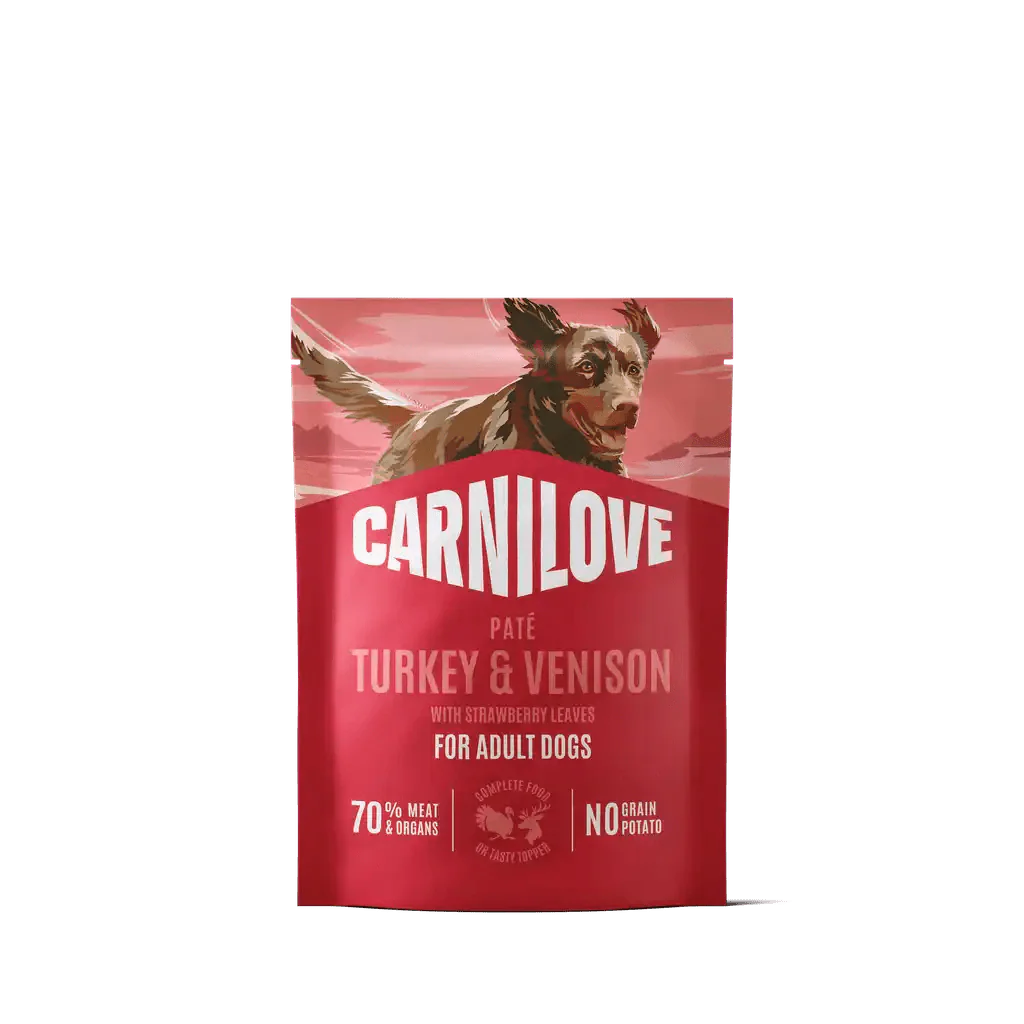 Carnilove Dog Pouch Paté Turkey & Venison with Stawberry Leaves