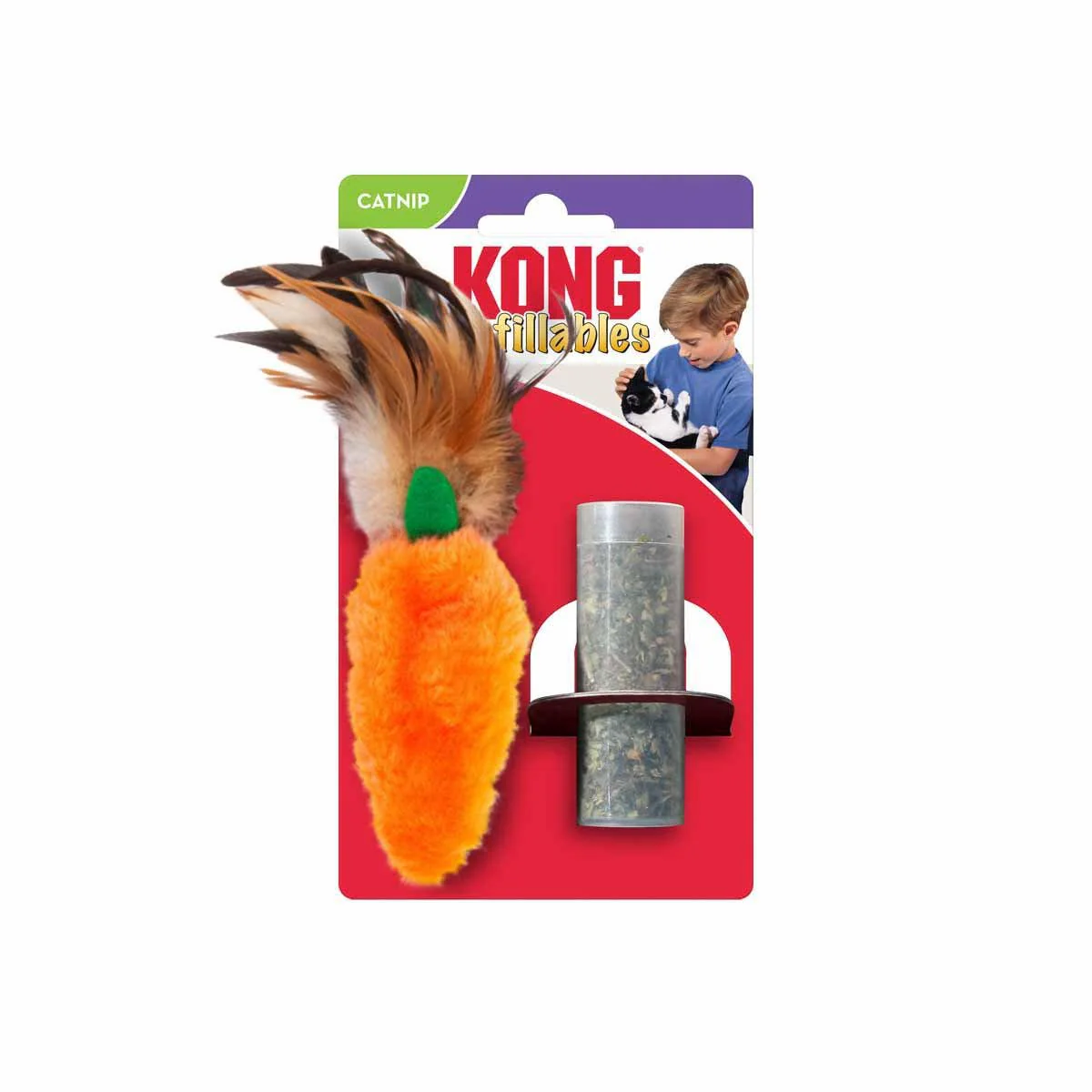 KONG Refillable Catnip Feather Top Carrot