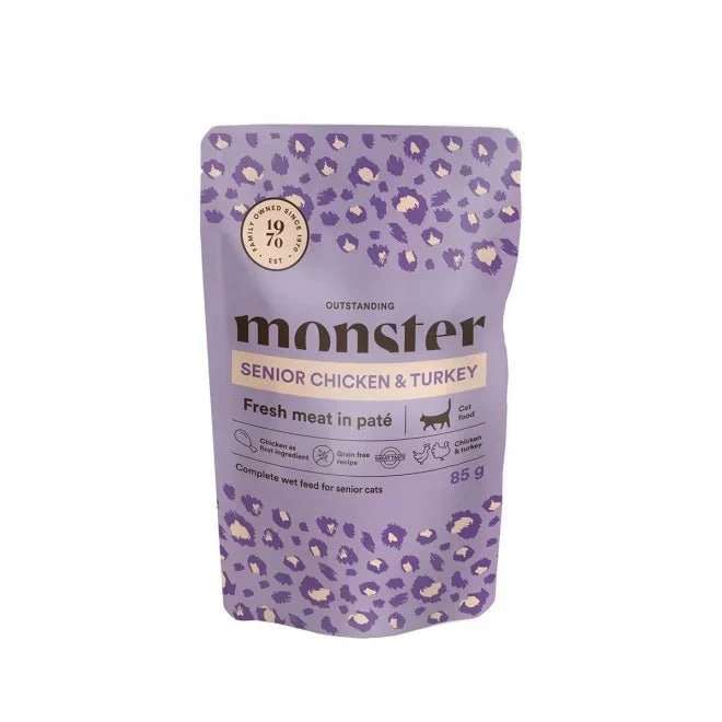 Monster Cat Pouches Senior Chicken/Turkey - Image 2