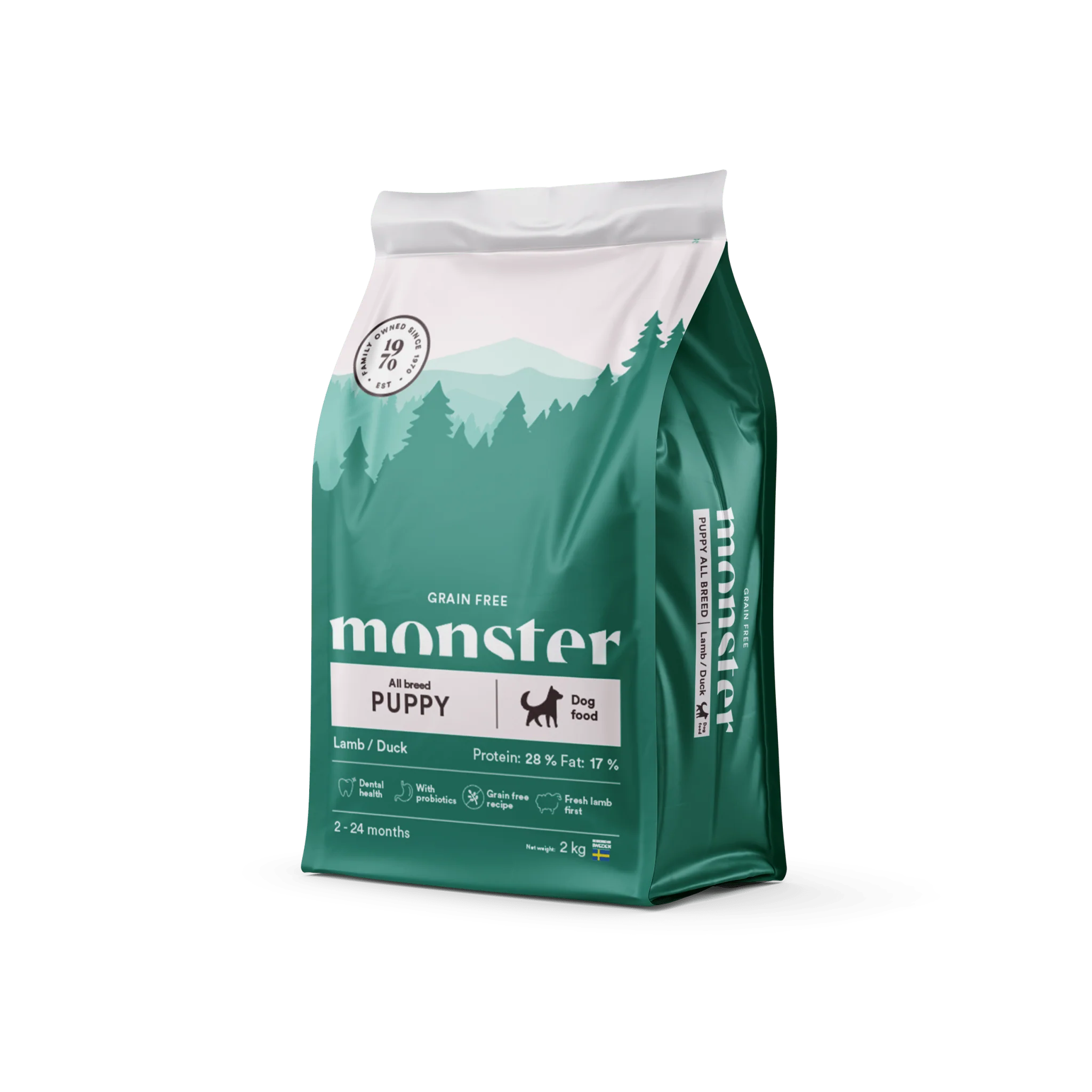 Monster Dog Grain Free Puppy All Breed Lamb/Duck 2 kg gammal