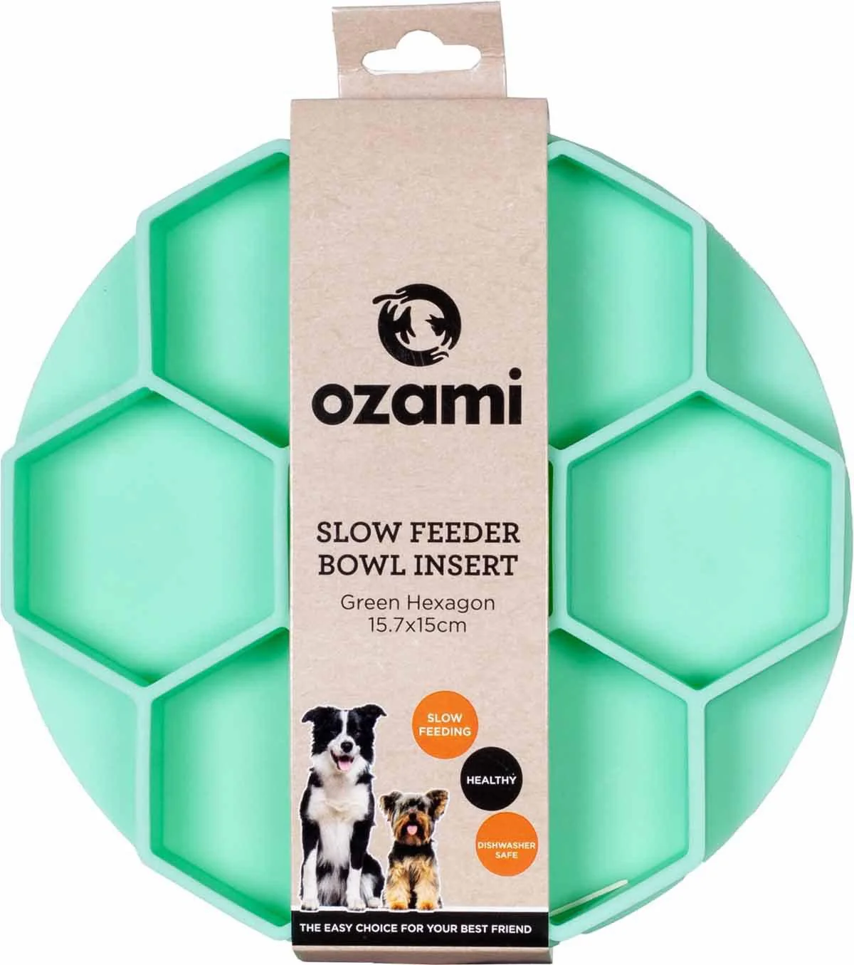 OZAMI Slow Feeder Bowl Insert Green Hexagon