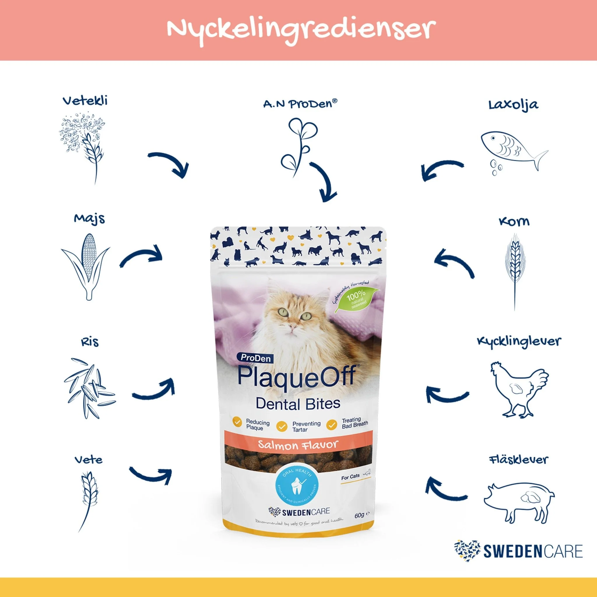 ProDen PlaqueOff® Dental Bites Katt Salmon - Image 2