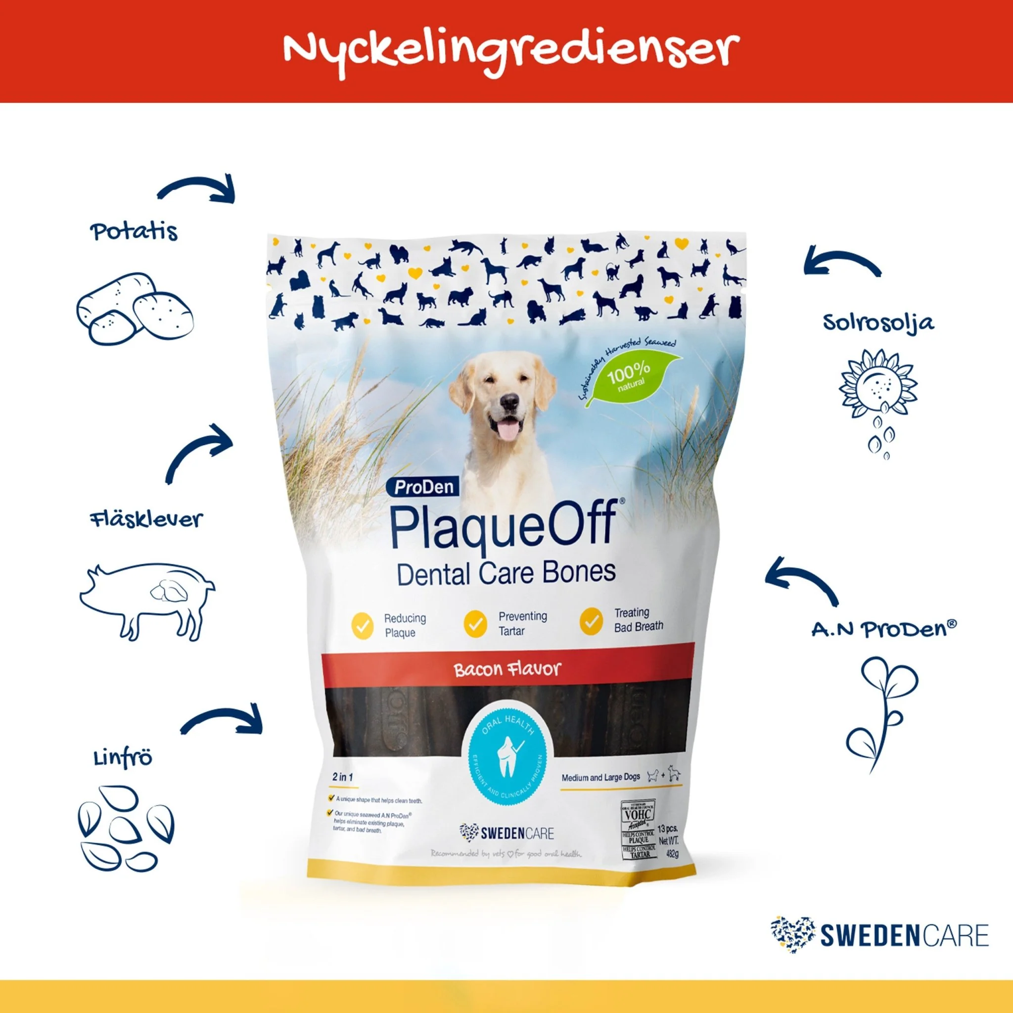 ProDen PlaqueOff® Dental Care Bones Bacon - Image 2